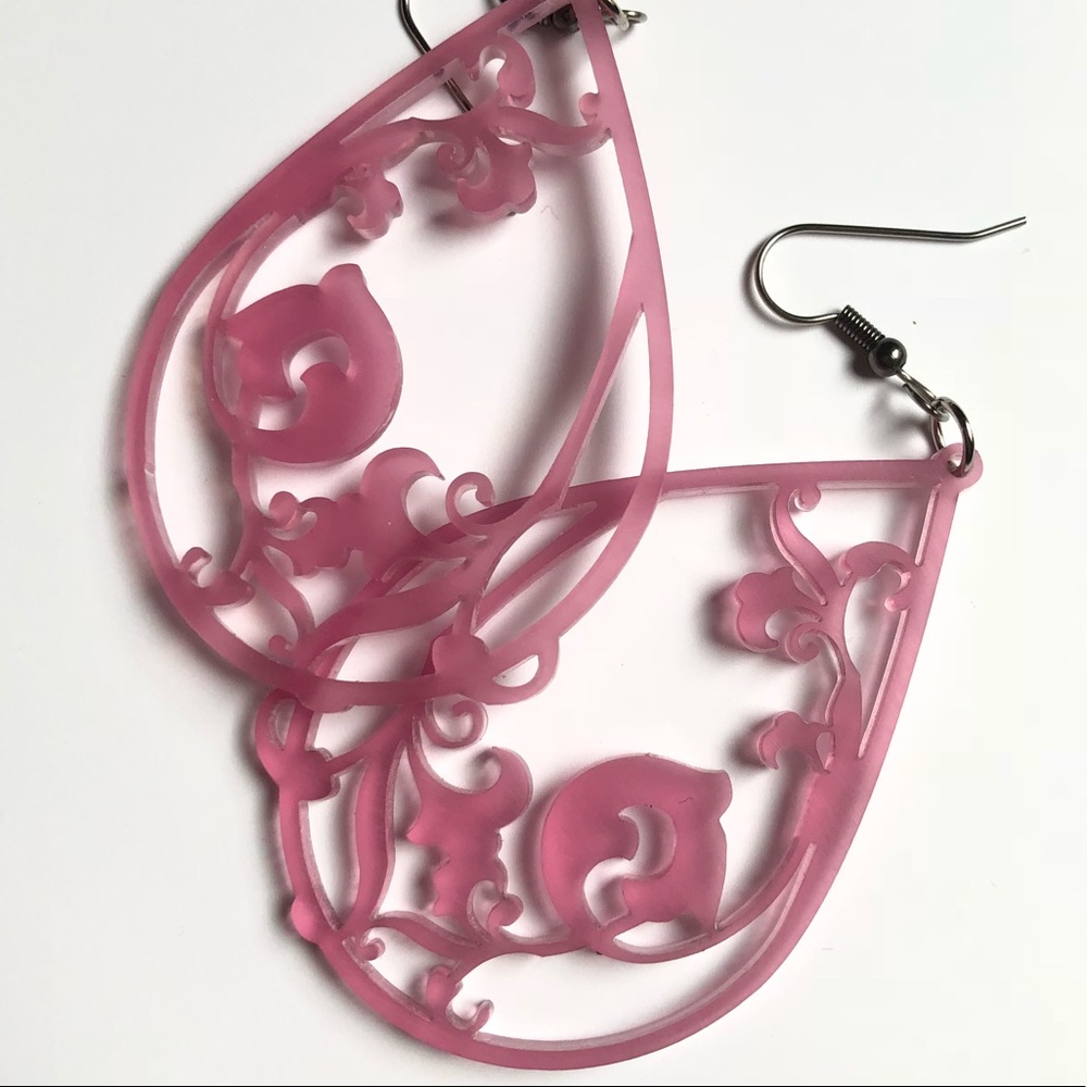 Victorian Art Deco Acrylic Earrings Various Colors